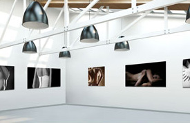 Aanzicht galerie voor ondernemingen of kunstenaars