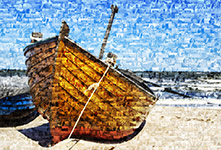 Fotomozaiek van kleine boot