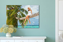 Palmenfoto op canvas boven sideboard