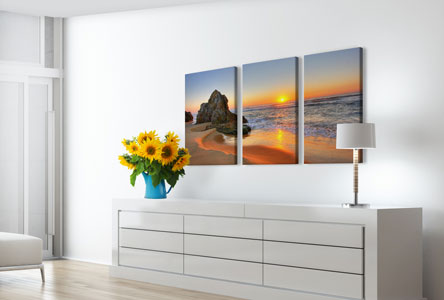 Woonruimte strand meerluik strand met zonsondergang